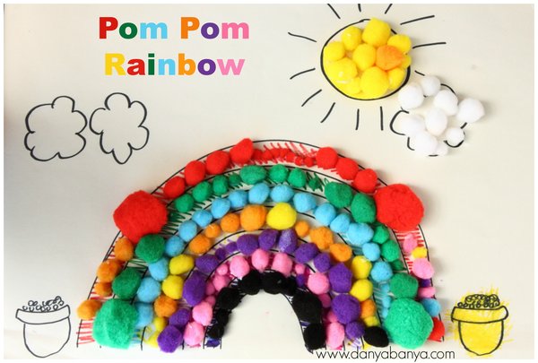 Pom Pom Rainbow for learning colours