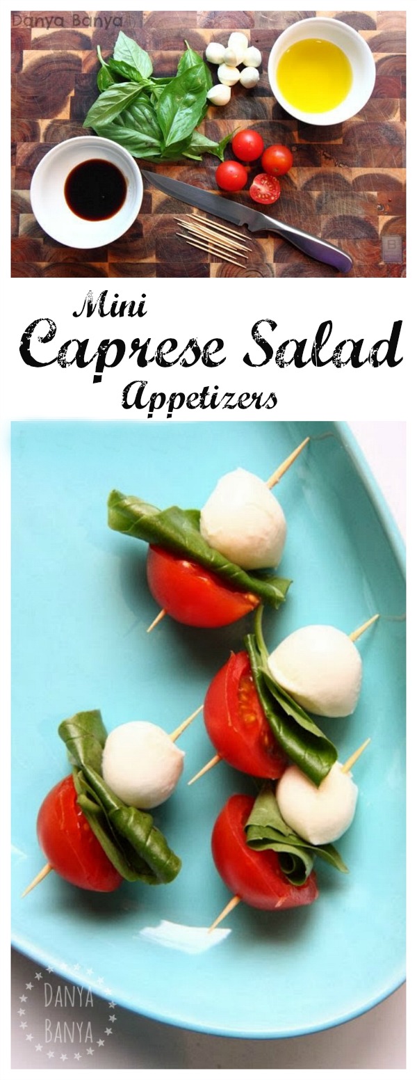 Mini Caprese Salad Appetizers - fun and healthy party food for Christmas (or any time of year)