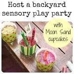 Backyard sensory play party with Moon Sand cupcakes