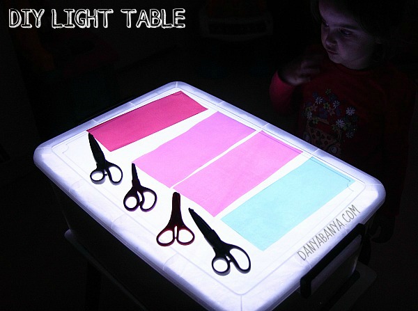 Easy DIY Light Table. This is how it looks with the house lights off.