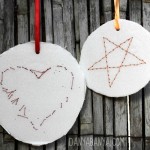 Hand sewn heart and star decorations.