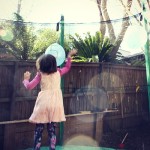 Number recognition jumping play on the trampoline