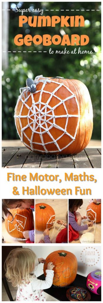 Pumpkin Geoboard - fine motor, math, & Halloween fun for kids. Also makes a super cute door stop!!