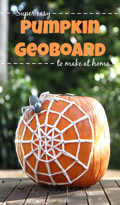 Super easy pumpkin geoboard to make at home