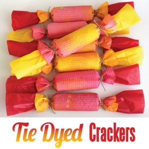 Tie dyed Christmas crackers from the craft train