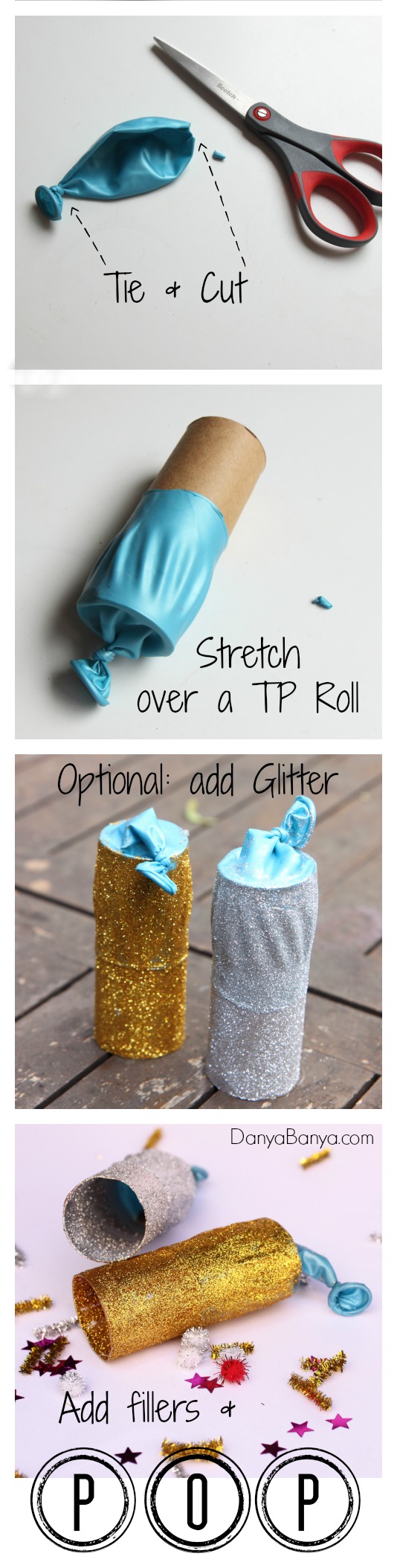 DIY glitter party poppers for kids ~ Danya Banya