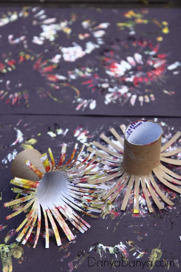 DIY toilet paper roll fireworks stampers