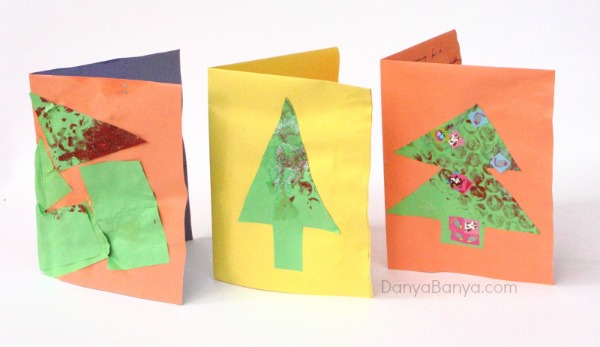 Easy Christmas cards made by a preschooler ~ Danya Banya