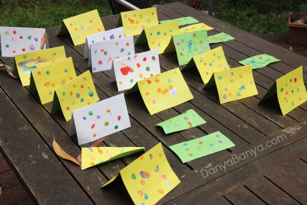 Fingerprint paintings drying in the sun