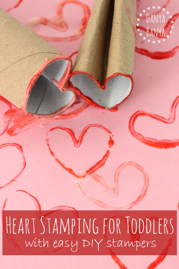 Heart Stamping for toddlers with easy DIY stampers ~ Danya Banya