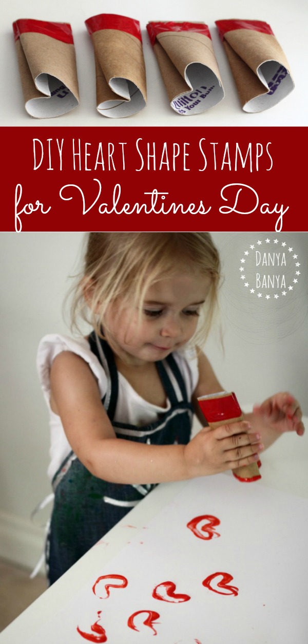 Heart shaped stamps for Valentines Day art for toddlers