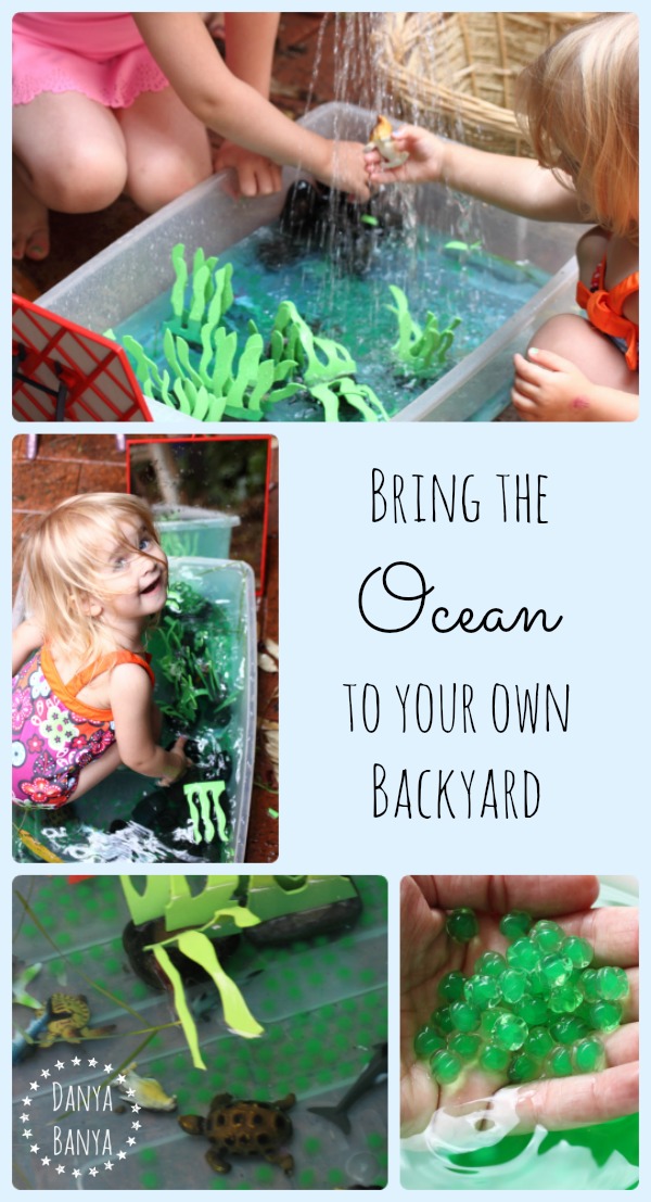 Kids can bring the ocean to their own backyard this summer, with under the sea themed small world water play ~ Danya Banya