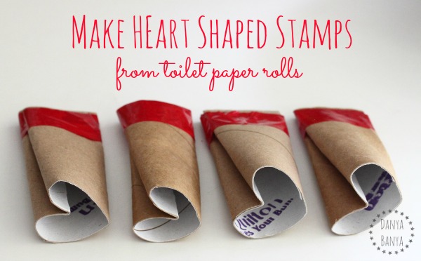 Make Heart Shaped Stamps from toilet paper rolls