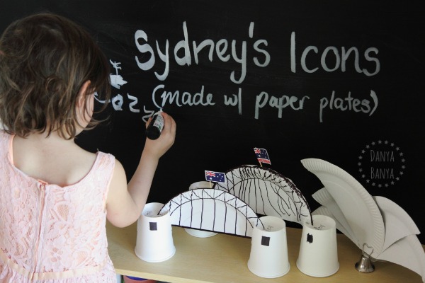 Sydney icons made with paper plates`