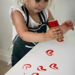 Toddler valentines activity - stamping hearts using diy heart shaped stampers