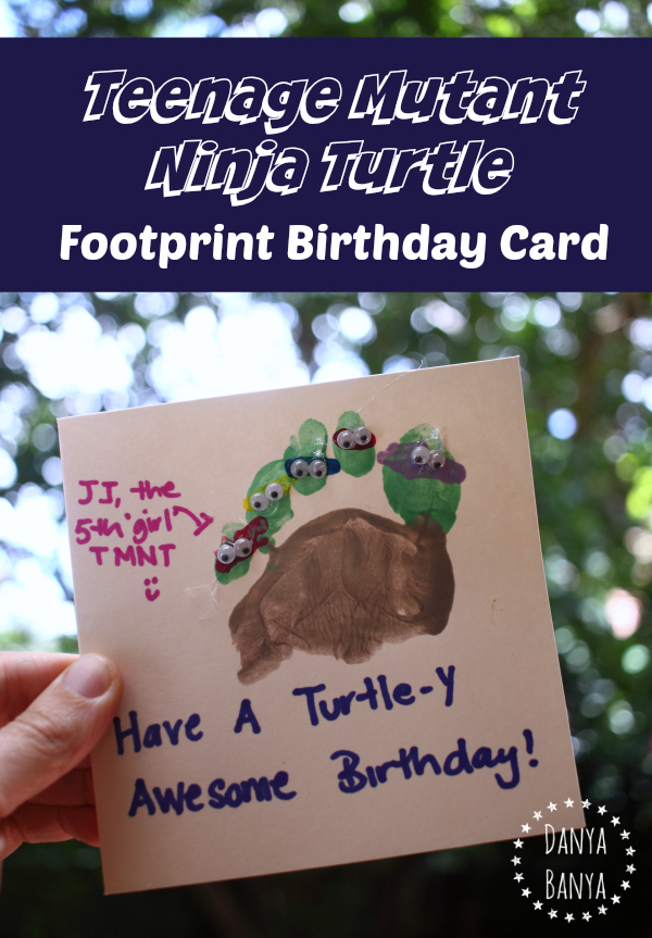 Teenage Mutant Ninja Turtle footprint birthday card