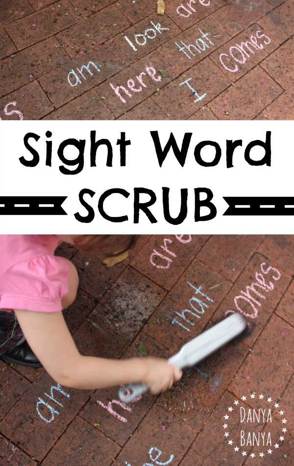 Sight word scrub game to help kids with early literacy