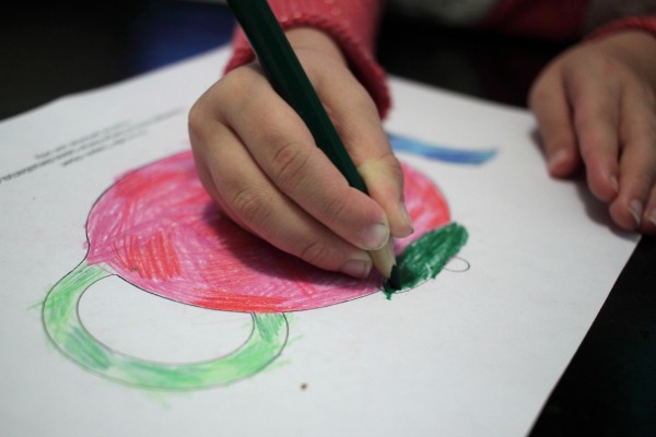 Colouring in the printable tea pot