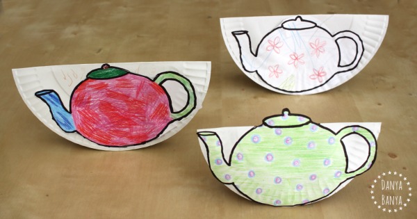 Tipping teapots made by a toddler, a kindergartener and a mum