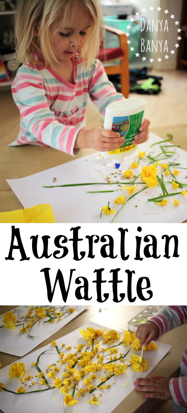 Australian Wattle collage art for kids