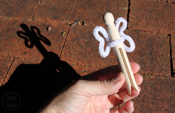 Pipe cleaner clothespin fairy