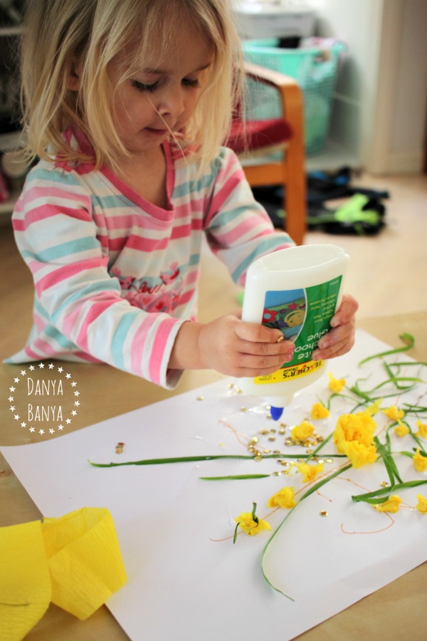 Toddler made Aussie wattle collage