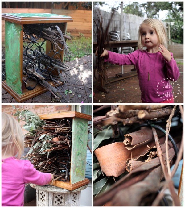 Toddler and preschooler made bug hotel