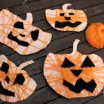 Paper plate and yarn jack-o-lantern kids craft for Halloween