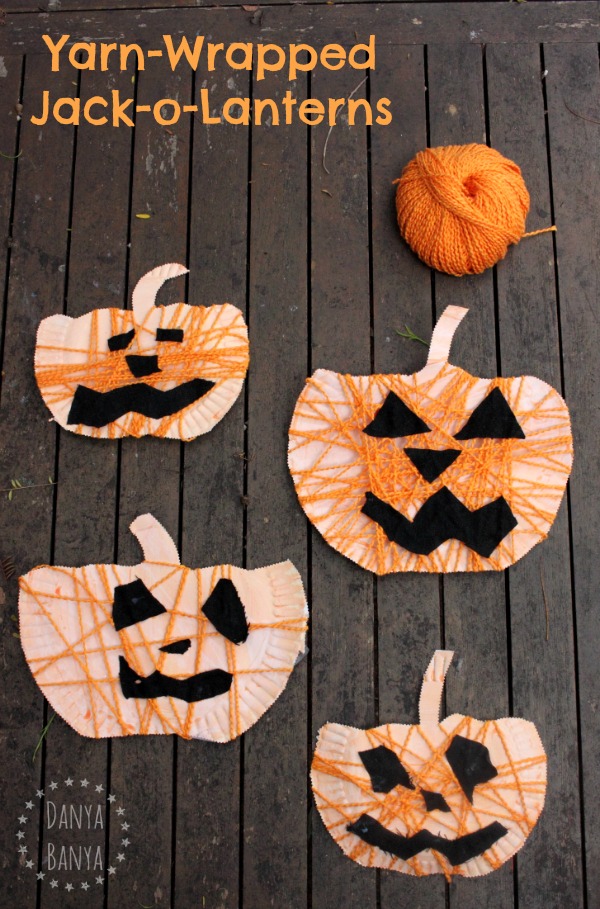 Yarn-Wrapped Jack-o-Lanterns