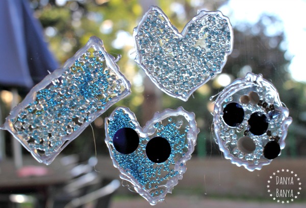 frozen ice blue suncatcher window clings