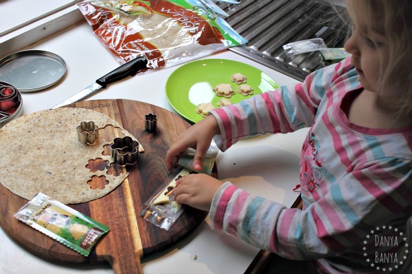 Toddlers can help cut cheese flowers