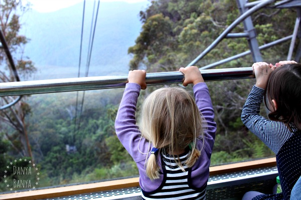 Kids view from the Scenic Cablecar - notice the BLUE mountains in the background