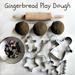 Gingerbread Play Dough for Christmas sensory play for kids. (No cook recipe)