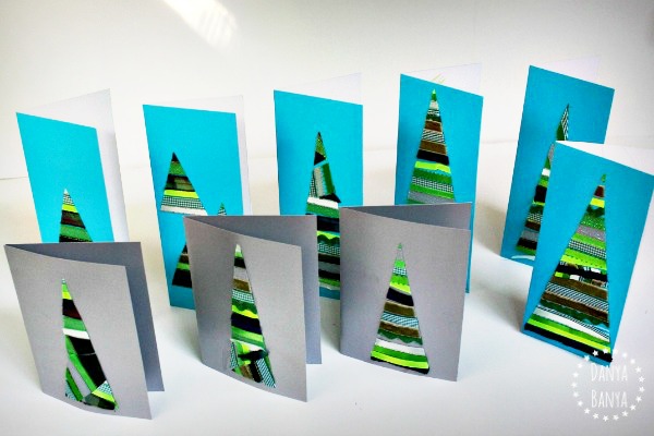 Ribbon Christmas tree cards