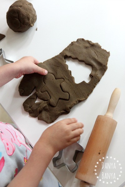 Sensory play with ginger bread play dough