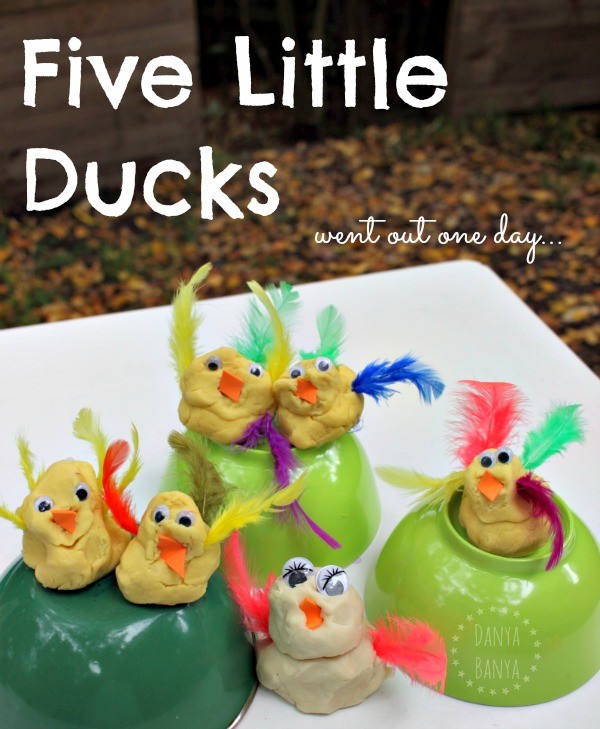 Five little ducks play dough sensory play for toddlers