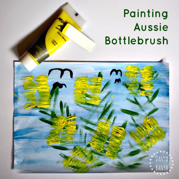 Painting Aussie bottlebrush flowers