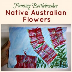 Painting Native Australian bottlebrush flowers - art techniques for kids