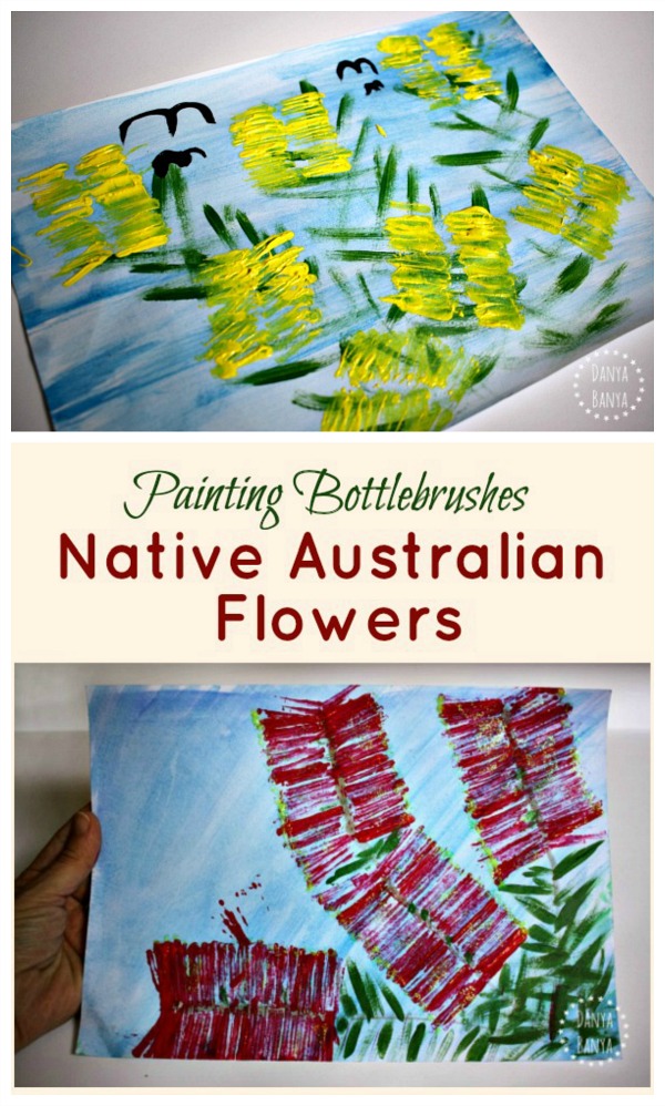 Painting bottlebrushes Australian native flower art for kids