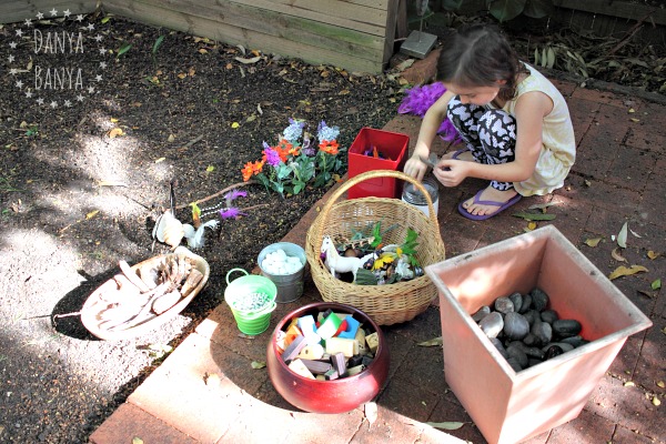 Supplies for making a fairy garden