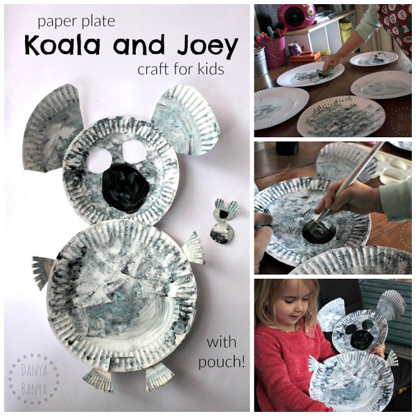 Aussie koala and joey craft for kids, made from paper plates.