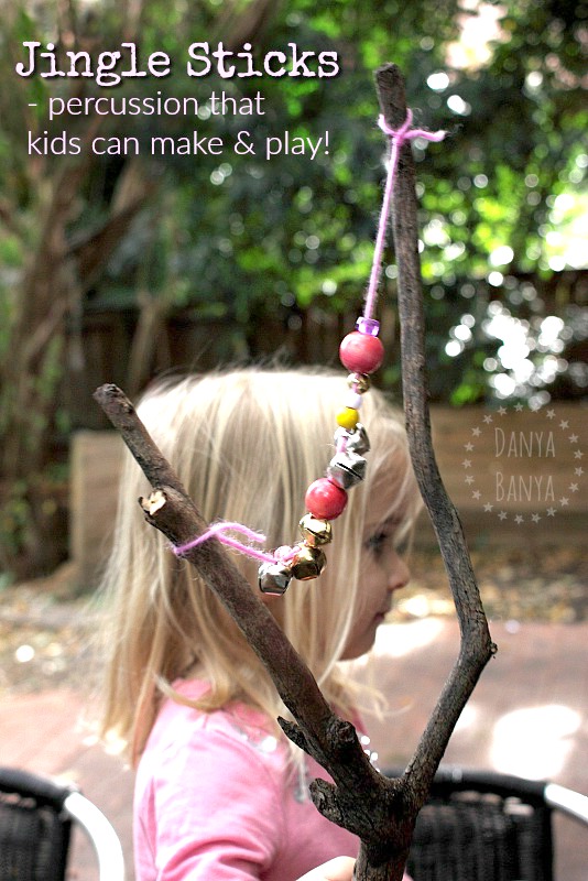 Jingle Sticks - percussion musical instruments that kids can make and play. Fun for preschoolers and up!