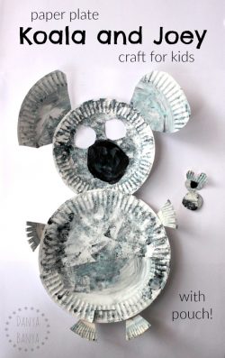 paper plate koala (with pouch) and joey craft for kids. Cute Aussie activity for Australia Day or an Australian unit, and a great way to learn about this native Australian animal..