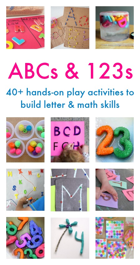 ABCs and 123s ebook, with 40+ hands-on play activities to build letter and math skills