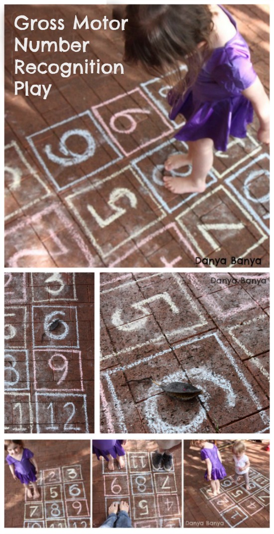 Gross Motor Number Recognition play that builds on early maths skills for kids