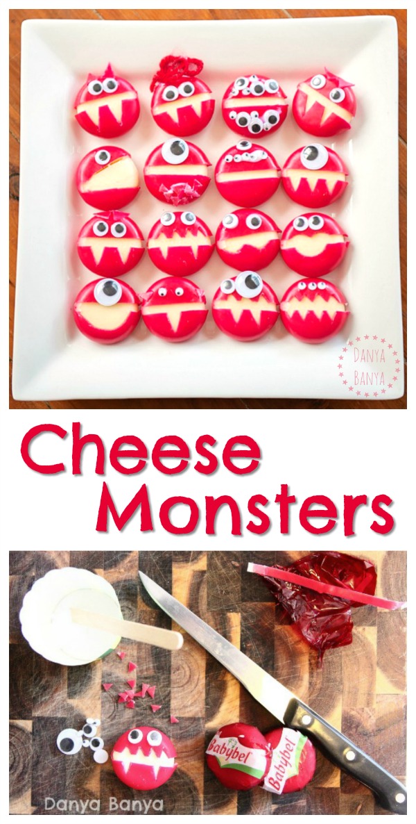 Cheese Monsters - healthy monster snacks for kids for a monster party or Halloween