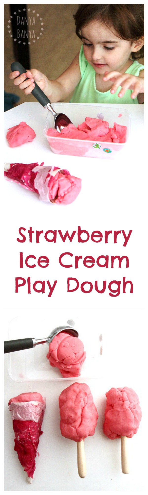 Strawberry Ice Cream Play Dough - scented, sensory, imaginative play for kids