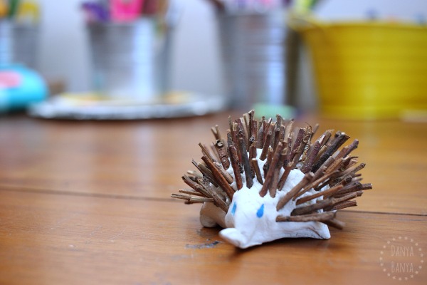 Echidna clay and stick craft