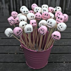 Spooky marshmallow face sticks - fun Halloween themed party food