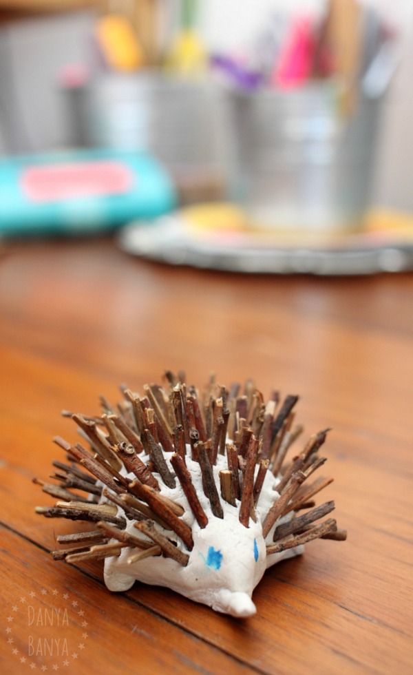 Australian animal craft kids: cute Aussie clay and stick echidna